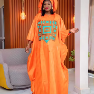 Orange Blue Lace Boubou